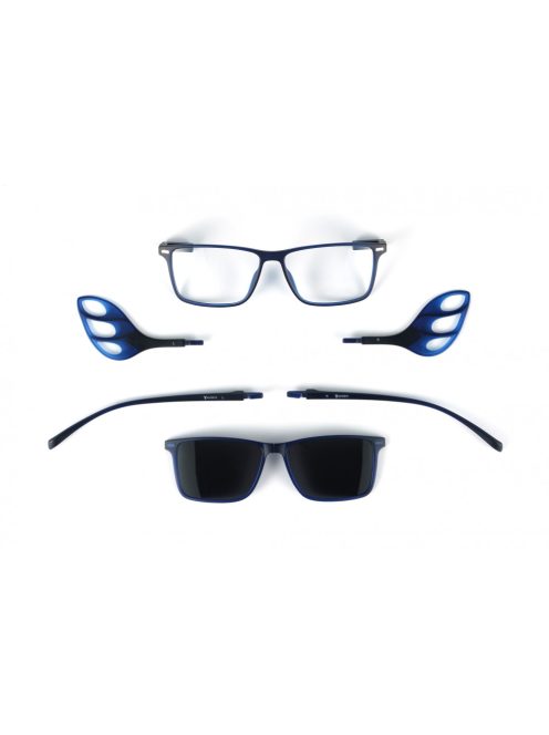 MOTOEYE H0001-C2 Átlátszó kék-Átlátszó kék Szemüvegkeret - Cserélhető szárakkal, sisakbarát kialakítással - Polarizált UV 400 mágneses napszemüveg előtéttel - Ultra könnyű alapanyagból - Szögletes forma - M, L méretű sisakhoz ajánlott