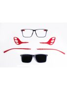 MOTOEYE H0001-C4 Átlátszó kék-Piros Szemüvegkeret - Cserélhető szárakkal, sisakbarát kialakítással - Polarizált UV 400 mágneses napszemüveg előtéttel - Ultra könnyű alapanyagból - Szögletes forma - M, L méretű sisakhoz ajánlott