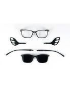 MOTOEYE H0002-C1 Fekete-Fekete Szemüvegkeret - Cserélhető szárakkal, sisakbarát kialakítással - Polarizált UV 400 mágneses napszemüveg előtéttel - Ultra könnyű alapanyagból - Íves forma - M, L méretű sisakhoz ajánlott