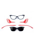 MOTOEYE H0005-C2 Átlátszó kék-Piros Szemüvegkeret - Cserélhető szárakkal, sisakbarát kialakítással - Polarizált UV 400 mágneses napszemüveg előtéttel - Ultra könnyű alapanyagból - Íves forma - M, L méretű sisakhoz ajánlott