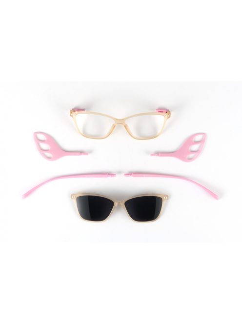 MOTOEYE H0005-C3 Átlátszó-Rózsaszín Szemüvegkeret - Cserélhető szárakkal, sisakbarát kialakítással - Polarizált UV 400 mágneses napszemüveg előtéttel - Ultra könnyű alapanyagból - Íves forma - M, L méretű sisakhoz ajánlott