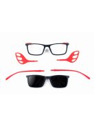 MOTOEYE H0006-C2 Sötétkék-Piros Szemüvegkeret - Cserélhető szárakkal, sisakbarát kialakítással - Polarizált UV 400 mágneses napszemüveg előtéttel - Ultra könnyű alapanyagból - Szögletes forma - XL, XXL méretű sisakhoz ajánlott