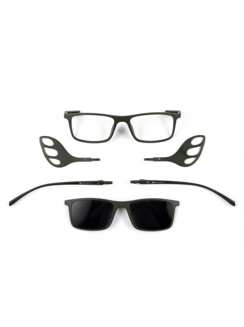 Optical frame with helmet temples + street temples + Clip-On  MOTOEYE H0007-C3 Khaki, Khaki