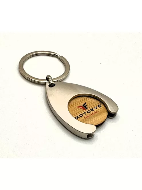 MOTOEYE Kulcstartó bevásárlókocsi érmével - Ezüst,Bambusz