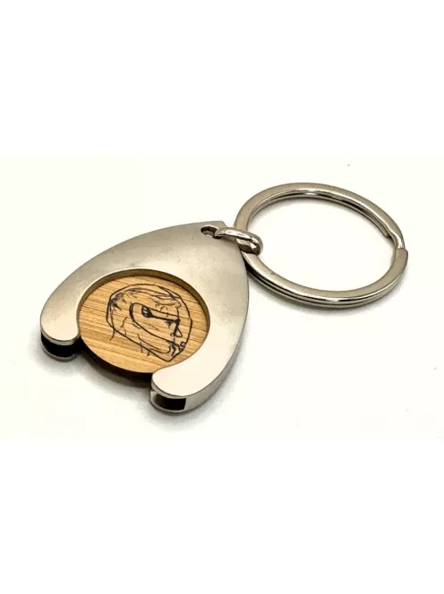 MOTOEYE Kulcstartó bevásárlókocsi érmével - Ezüst,Bambusz